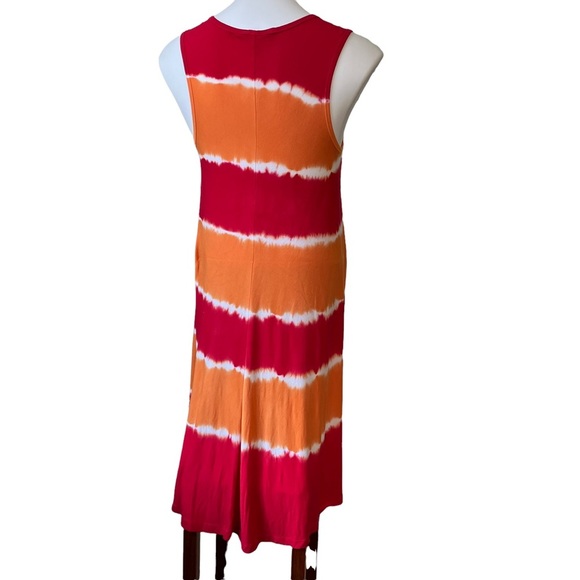 Ellen Tracy Modern Mango/Red Tie Dye Tank Summer Dress - Picture 9 of 11
